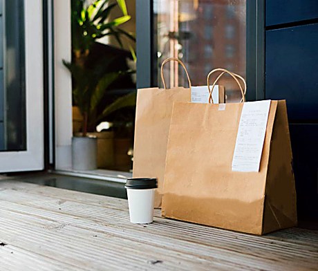 Paper bags on a doorstep